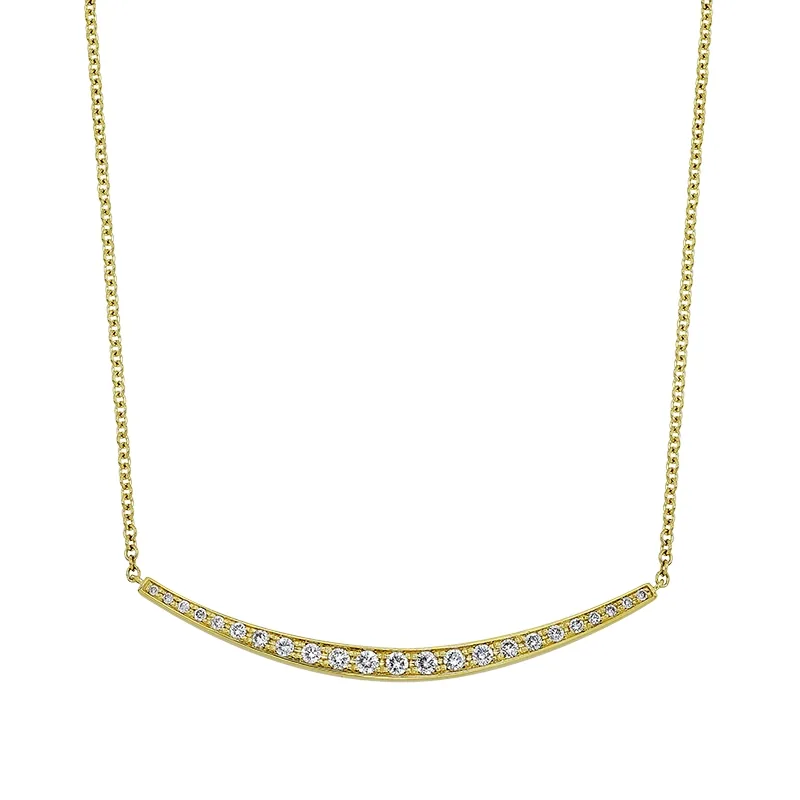 Gargantilla en oro amarillo de 18 Kilates, Barra, con diamantes de 0.29 Ct, 42 cm. de largo, 1 mm. de ancho