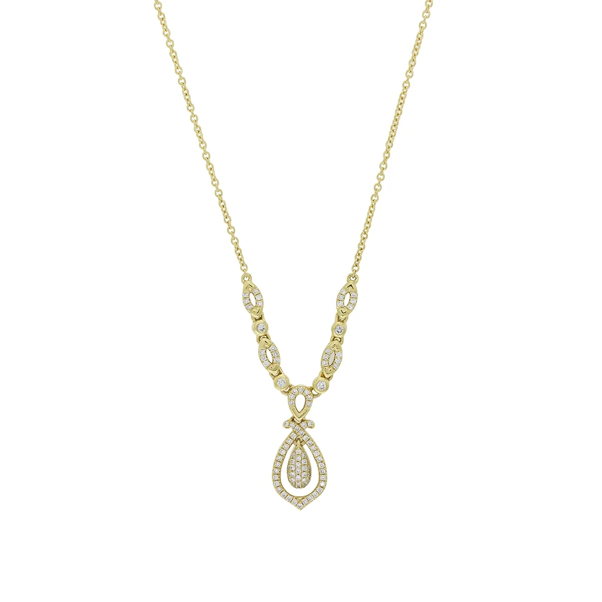 Gargantilla en oro amarillo de 18 Kilates, Lágrima, con diamante de laboratorio de 0.30 Ct, 45 cm. de largo, 1 mm. de ancho