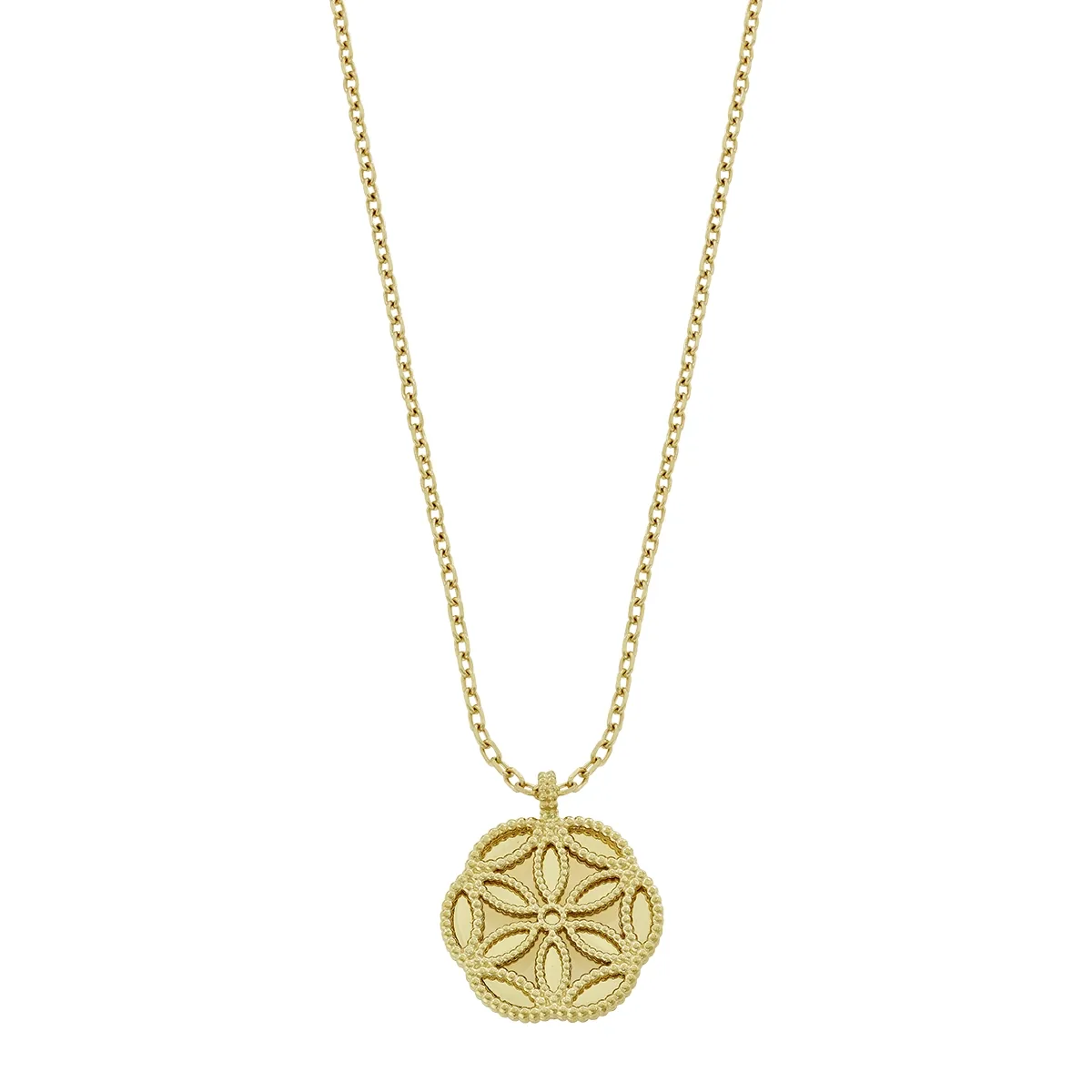 Gargantilla en oro amarillo de 18 Kilates, Flores, 40 cm. de largo, 1 mm. de ancho