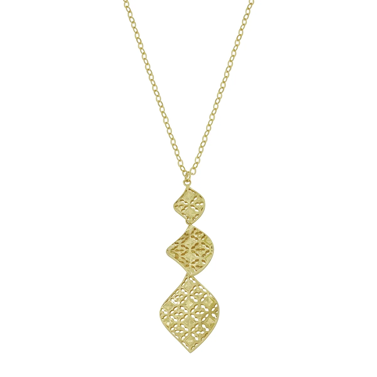 Gargantilla en oro amarillo de 18 Kilates con visos, Figuras geométricas, 43 cm. de largo, 1.50 mm. de ancho