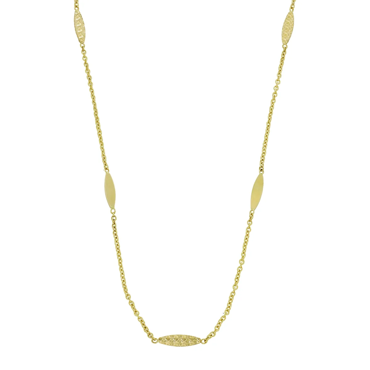 Gargantilla en oro amarillo de 18 Kilates con visos, Barra, 42 cm. de largo, 1 mm. de ancho