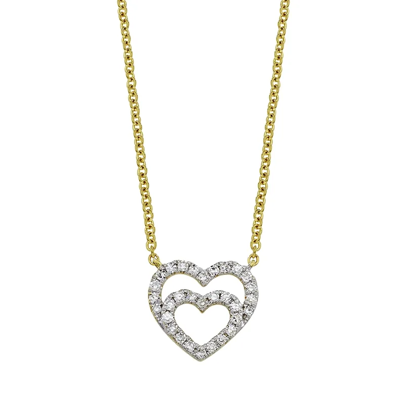 Gargantilla en oro amarillo de 18 Kilates, Corazón, con diamantes de 0.15 Ct, 40 cm. de largo, 1 mm. de ancho