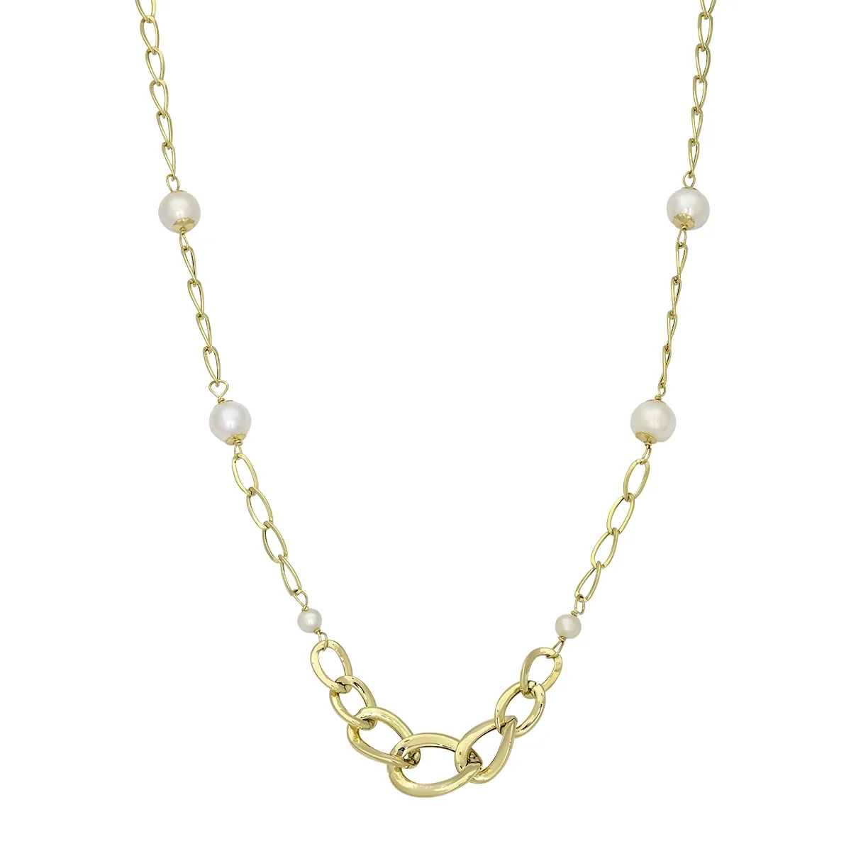 Gargantilla en oro amarillo de 18 Kilates, Degrade, con perlas, 40 cm. de largo, 2.50 mm. de ancho
