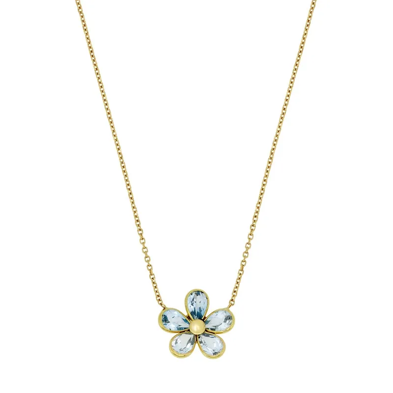 Gargantilla en oro amarillo de 18 Kilates, Flores, con topacios, 40 cm. de largo, 0.50 mm. de ancho