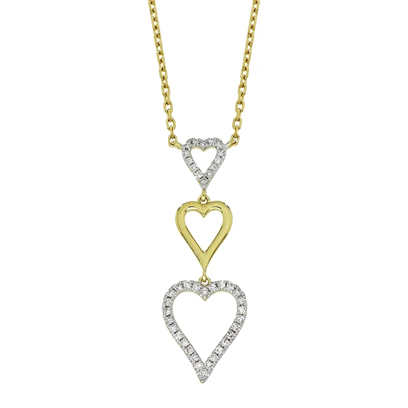 Gargantilla en oro amarillo de 18 Kilates, Corazón, con diamantes de 0.14 Ct, 40 cm. de largo, 1 mm. de ancho