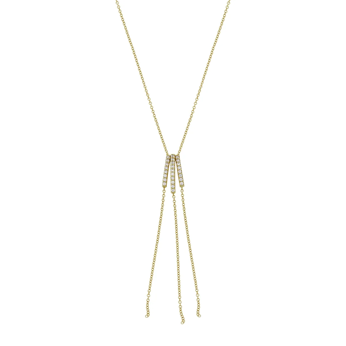 Gargantilla en oro amarillo de 18 Kilates, Barra, con zircones, 42 cm. de largo, 1 mm. de ancho