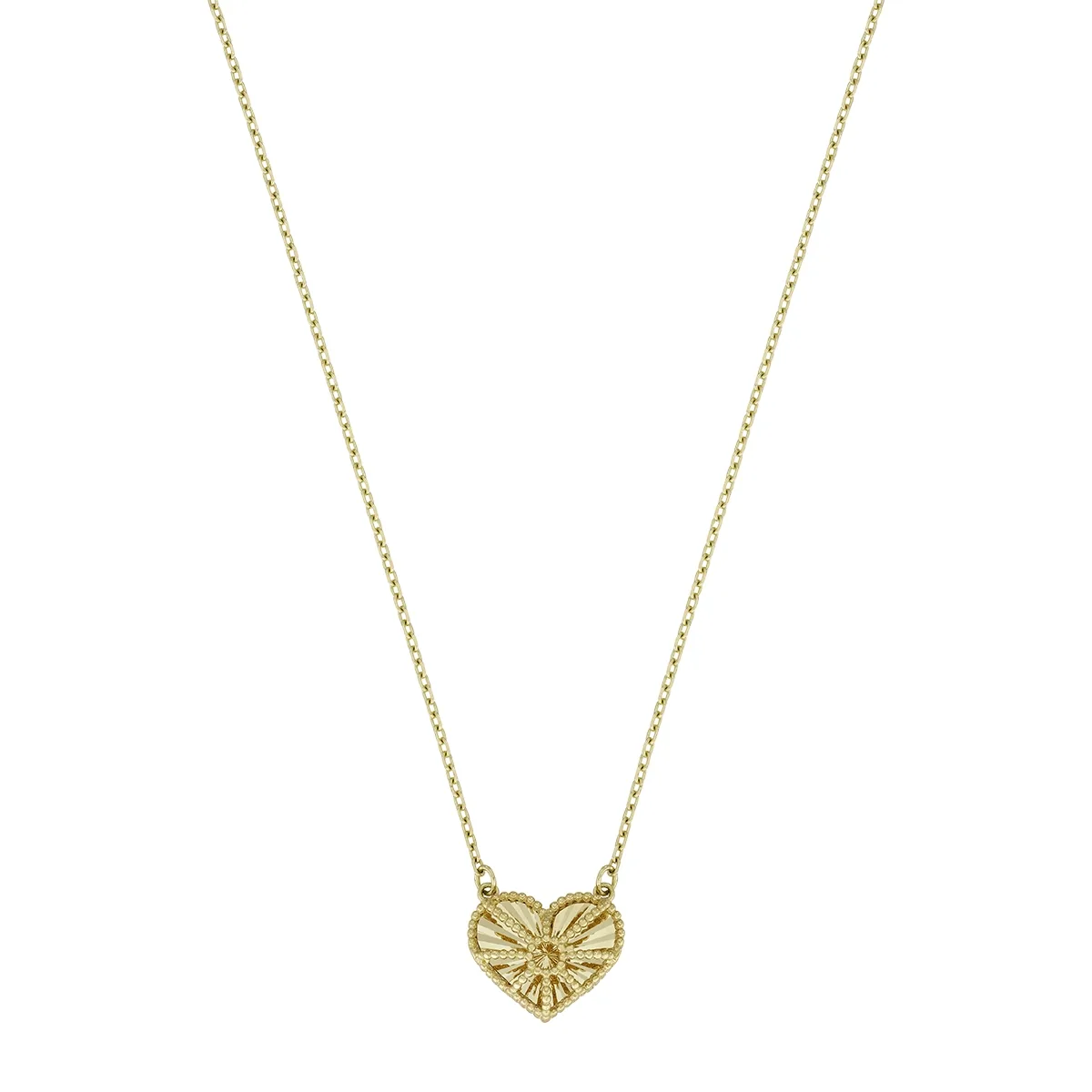 Gargantilla en oro amarillo de 18 Kilates con visos, Corazón, 40 cm. de largo, 1 mm. de ancho