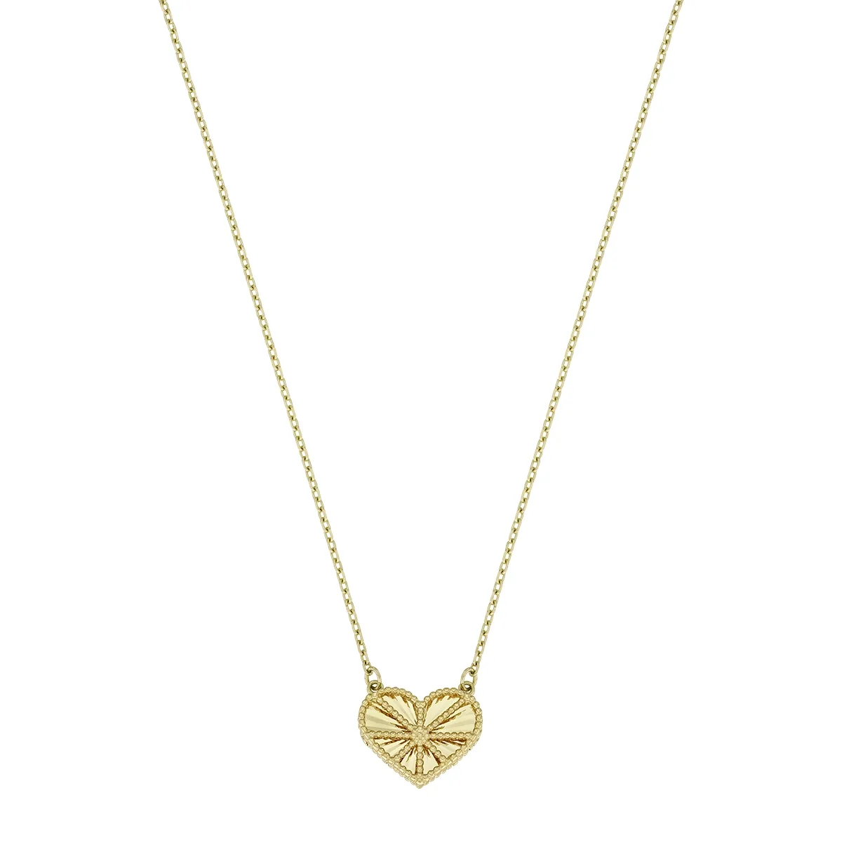 Gargantilla en oro amarillo de 18 Kilates con visos, Corazón, 40 cm. de largo, 1 mm. de ancho