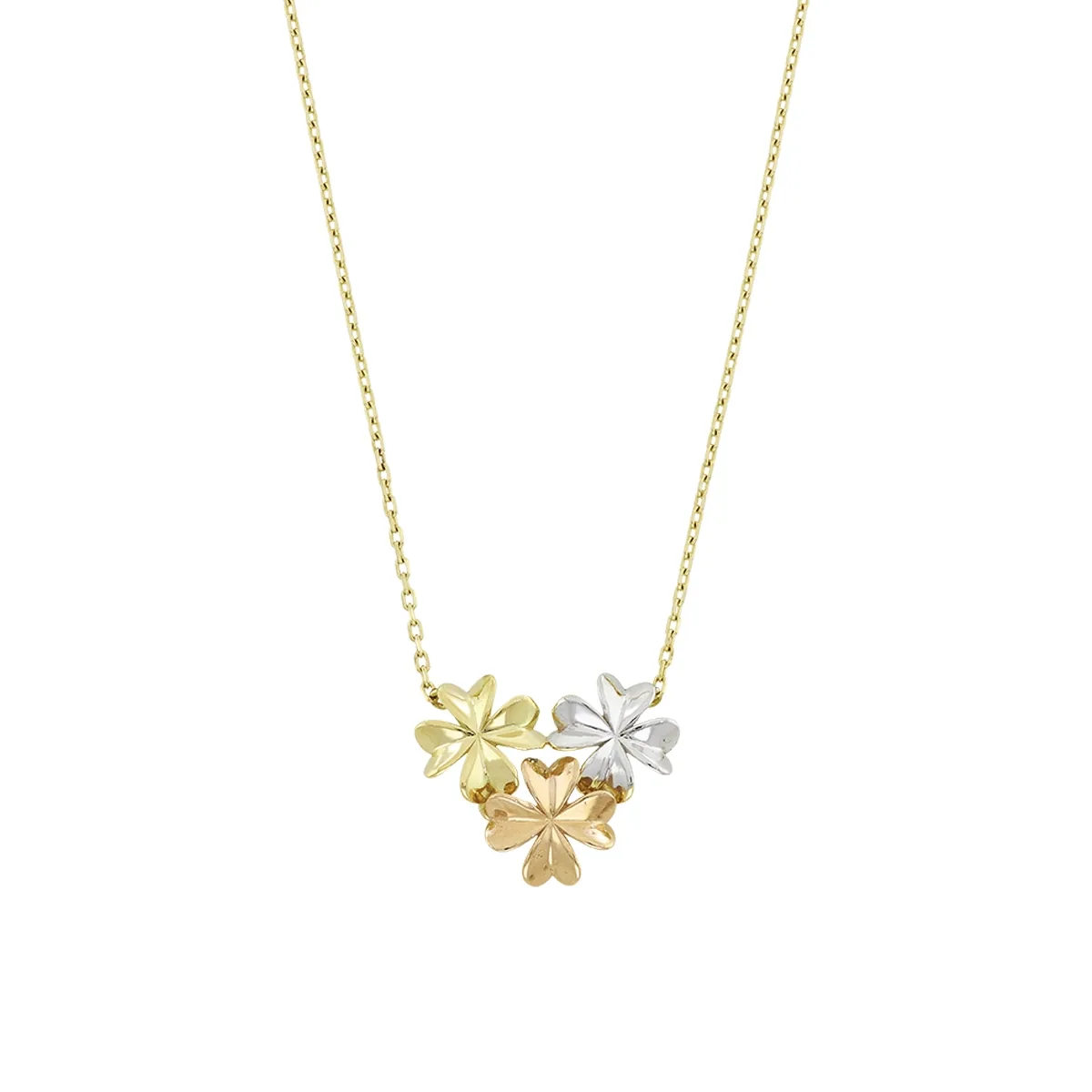 Gargantilla en oro amarillo de 18 Kilates, Flores, 42 cm. de largo, 1 mm. de ancho