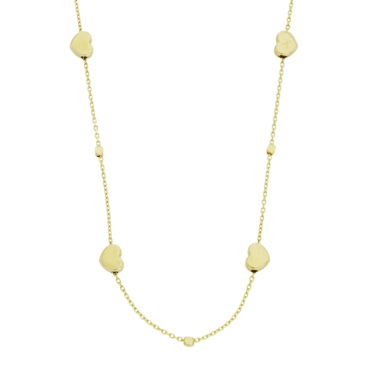 Gargantilla en oro amarillo de 18 Kilates, Corazón, 42 cm. de largo, 1 mm. de ancho
