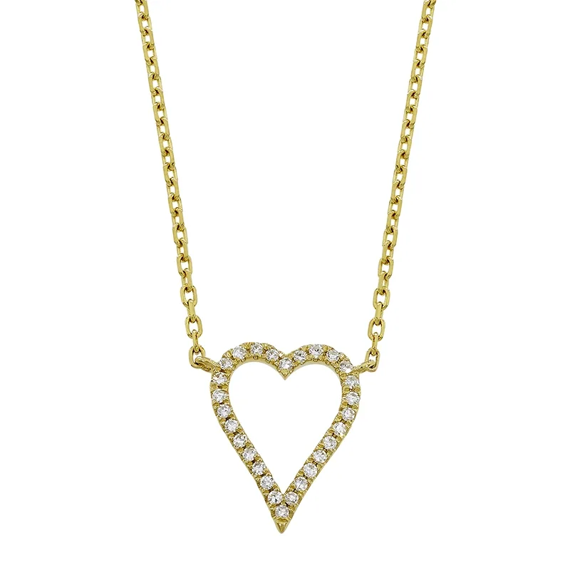 Gargantilla en oro amarillo de 18 Kilates, Corazón, con diamantes de 0.10 Ct, 40 cm. de largo, 1 mm. de ancho