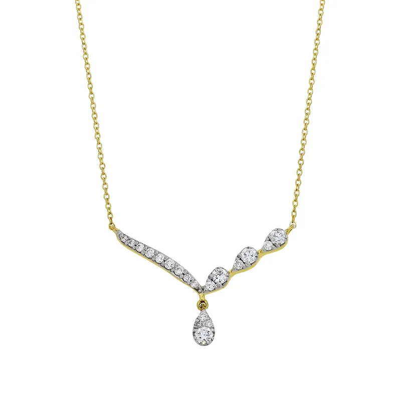 Gargantilla en oro amarillo de 18 Kilates, Barra, con diamantes de 0.18 Ct, 42 cm. de largo, 0.50 mm. de ancho