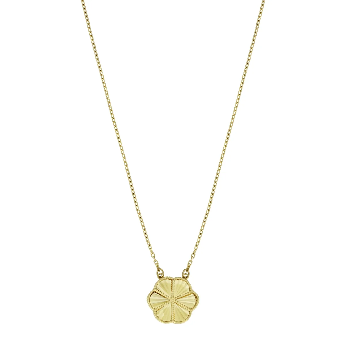 Gargantilla en oro amarillo de 18 Kilates con visos, Flores, 40 cm. de largo, 1 mm. de ancho