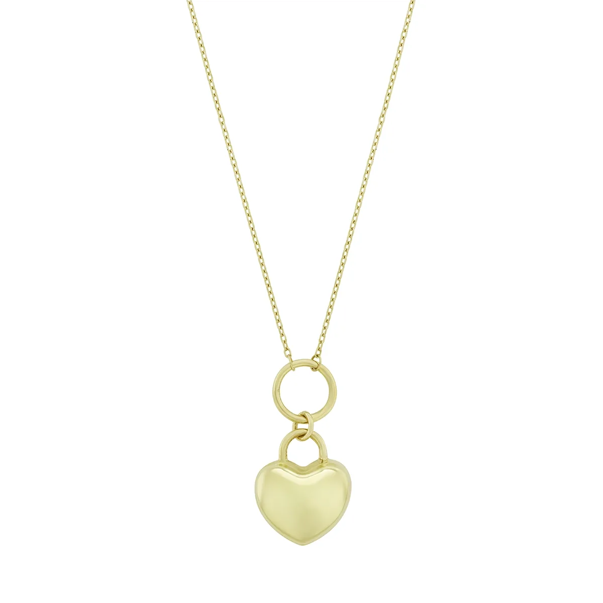Gargantilla en oro amarillo de 18 Kilates, Corazón, 42 cm. de largo, 1 mm. de ancho