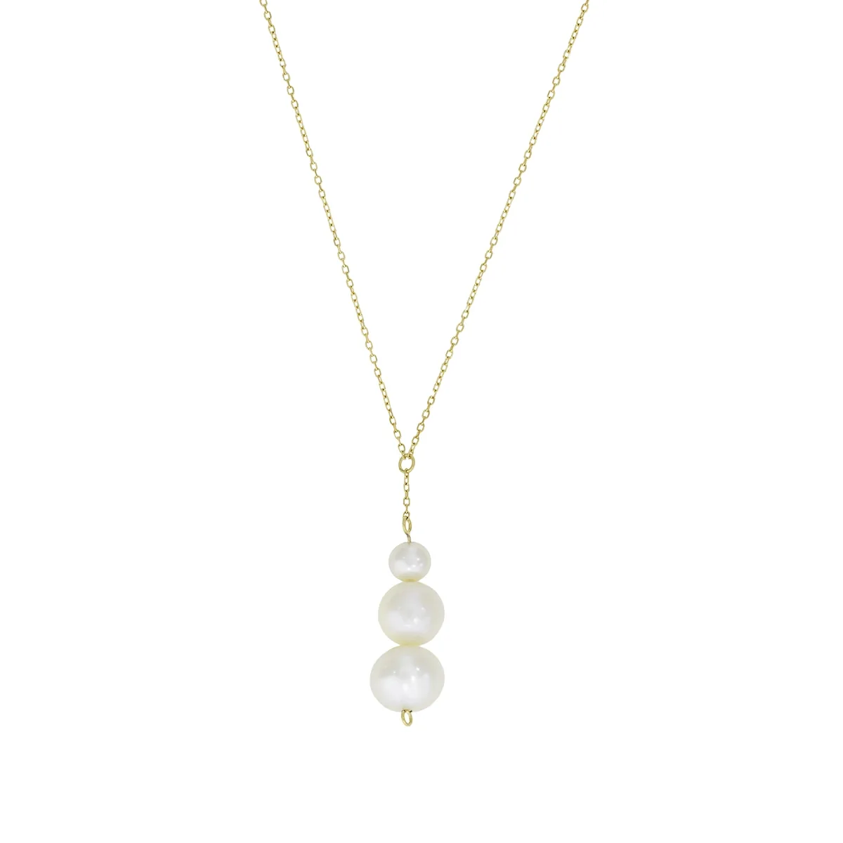 Gargantilla en oro amarillo de 18 Kilates, Degrade, con perlas centrales de 4 mm de ancho aprox, 42 cm. de largo, 0.50 mm. de ancho