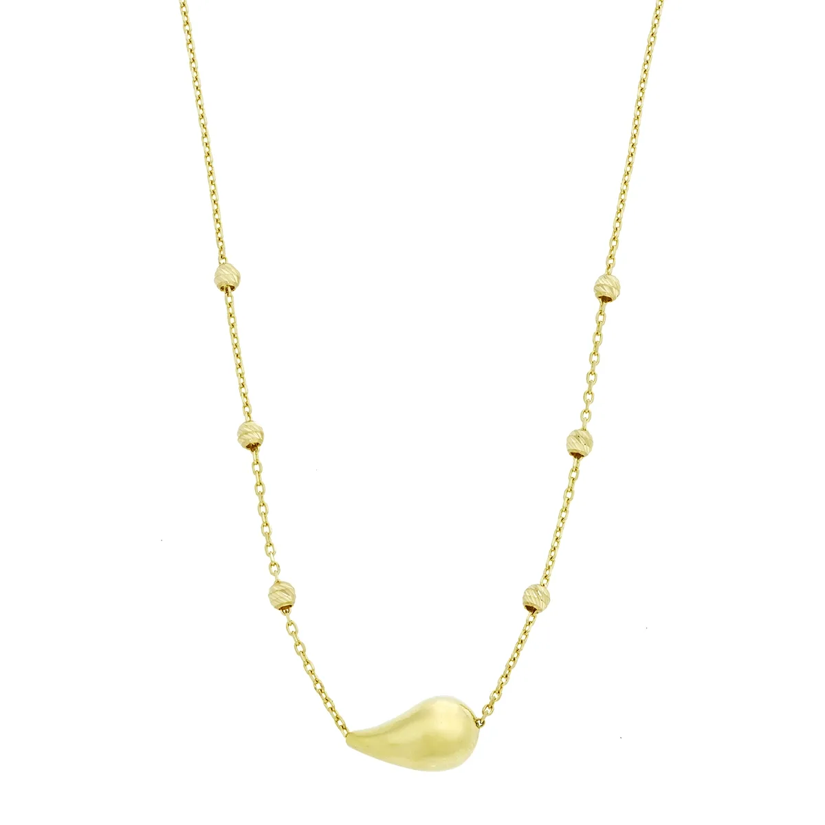 Gargantilla en oro amarillo de 18 Kilates con visos, Gota, 42 cm. de largo, 0.50 mm. de ancho