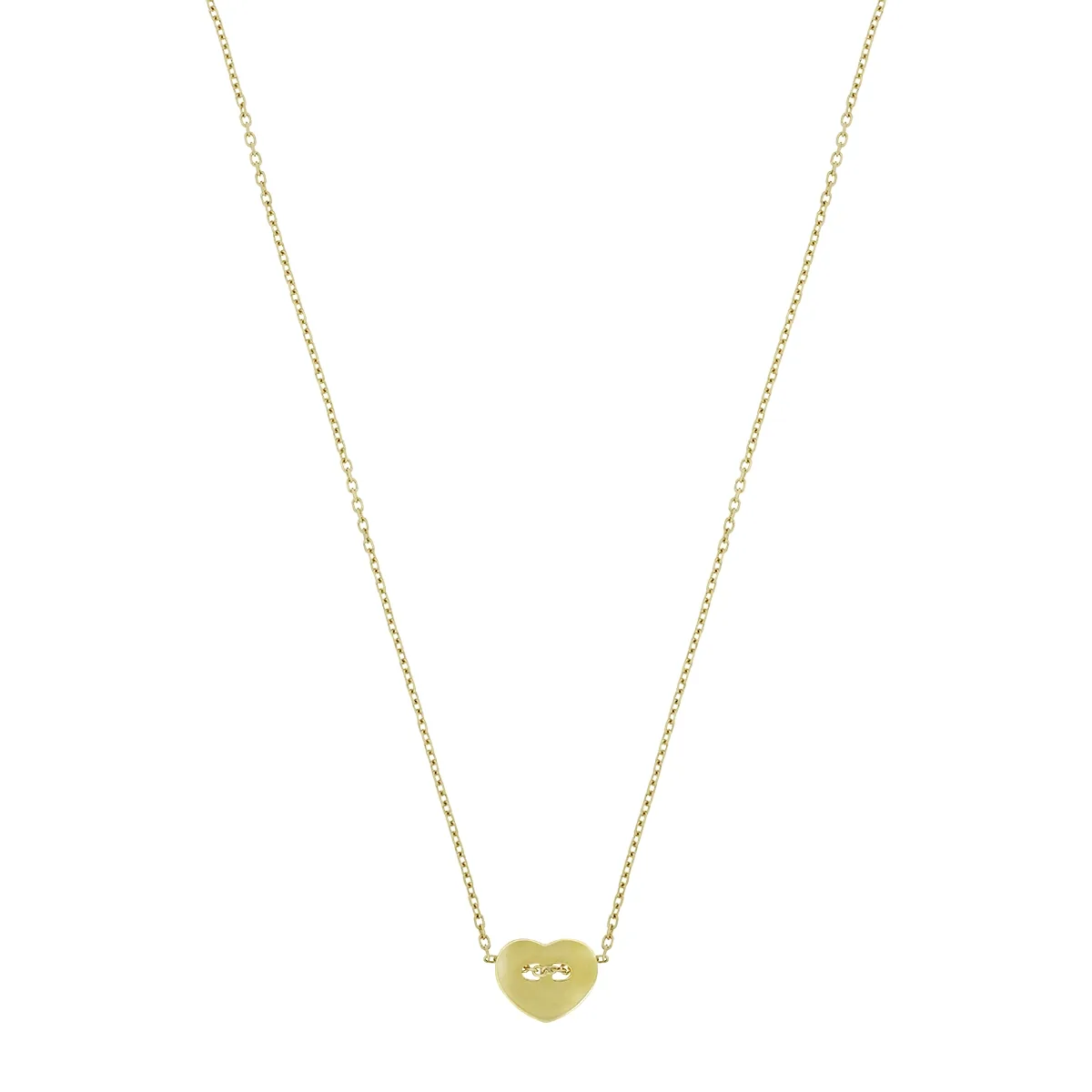 Gargantilla en oro amarillo de 18 Kilates, Corazón, 42 cm. de largo, 1 mm. de ancho