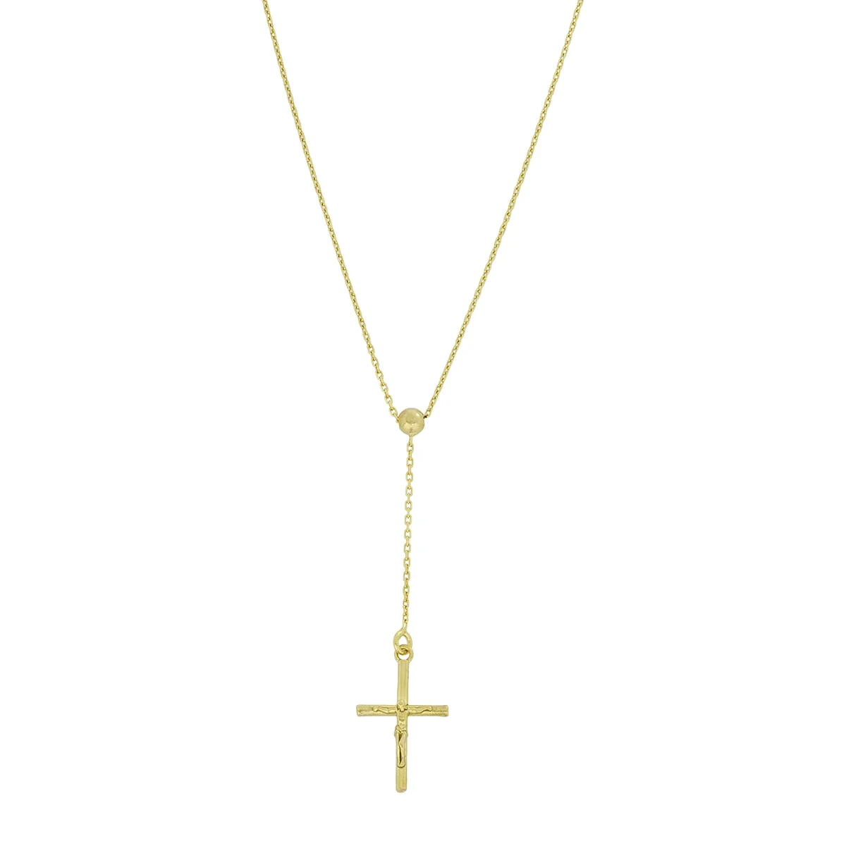 Gargantilla en oro amarillo de 18 Kilates, Cruz, 45 cm. de largo, 0.50 mm. de ancho
