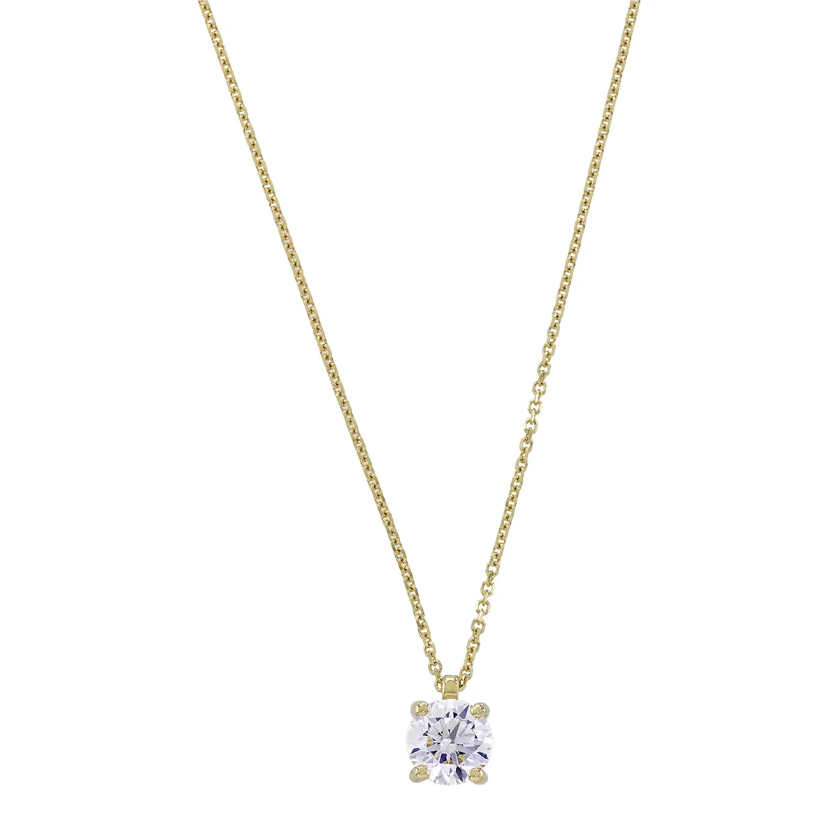 Gargantilla en oro amarillo de 18 Kilates, Uñas, con diamante laboratorio central de 0.50 Ct, 42 cm. de largo, 0.50 mm. de ancho