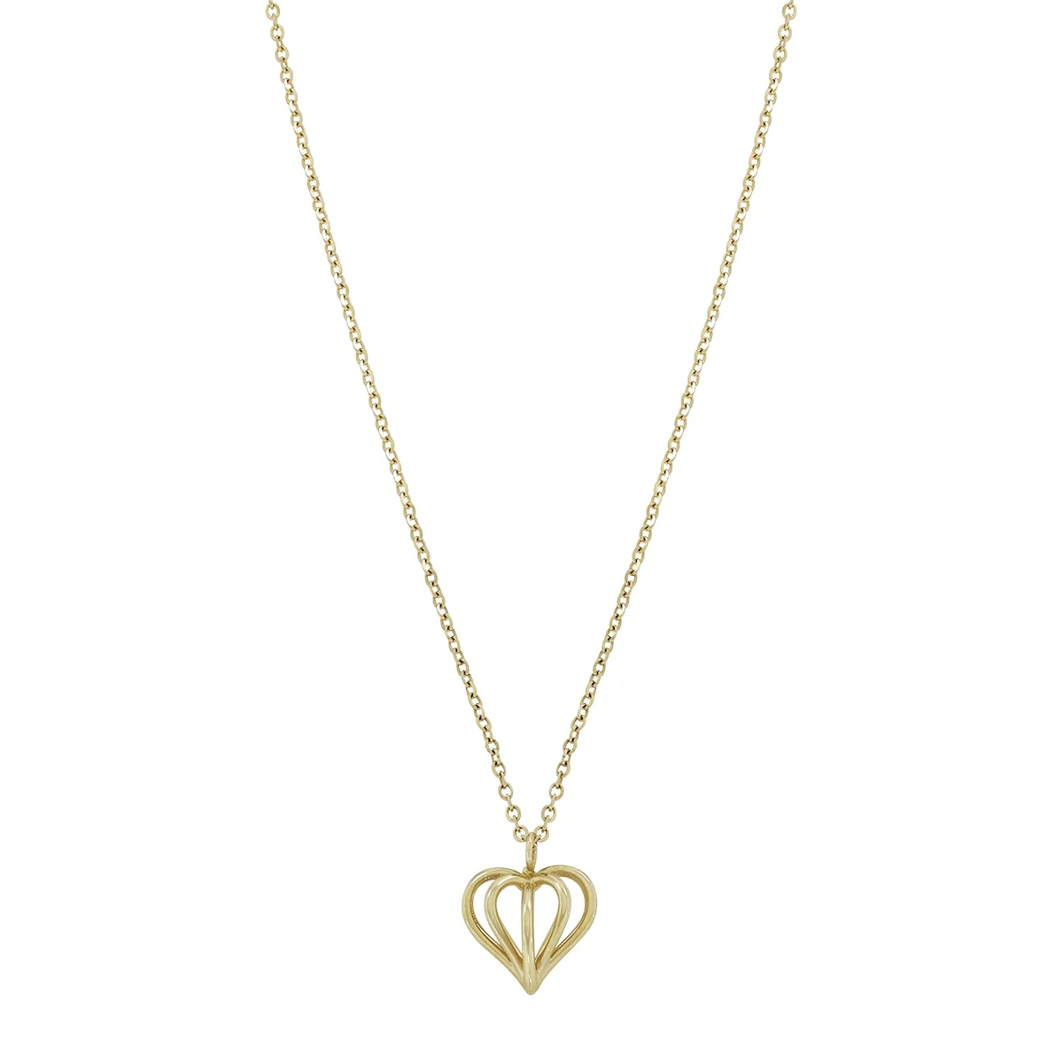 Gargantilla en oro amarillo de 18 Kilates, Corazón, 42 cm. de largo, 1 mm. de ancho