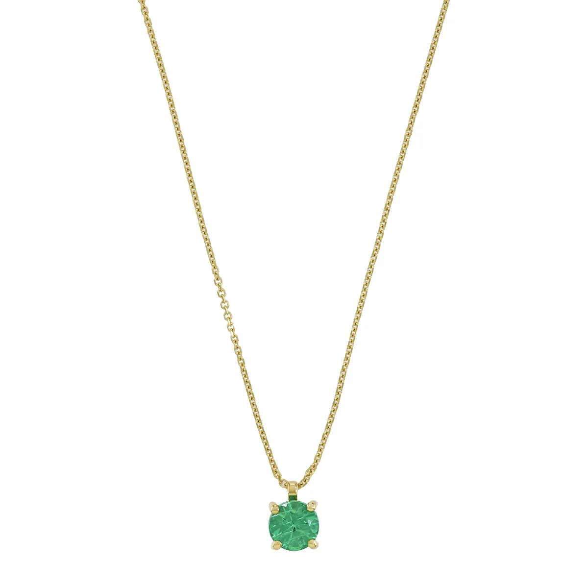Gargantilla en oro amarillo de 18 Kilates, Uñas, con esmeralda laboratorio central de 0.30 Ct, 42 cm. de largo, 0.50 mm. de ancho