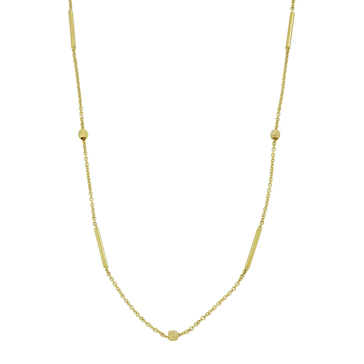 Gargantilla en oro amarillo de 18 Kilates con visos, Barra, 42 cm. de largo, 0.50 mm. de ancho