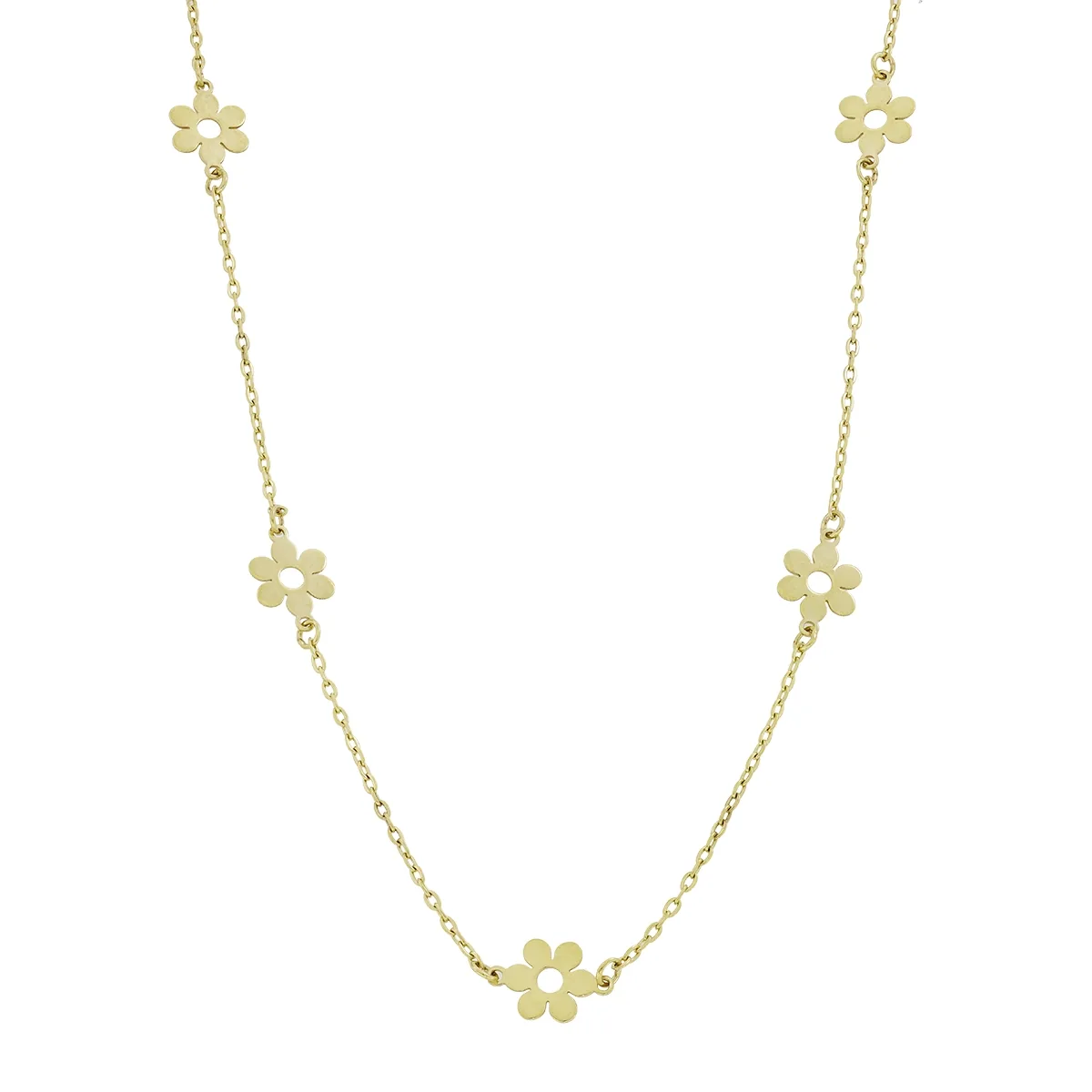 Gargantilla en oro amarillo de 18 Kilates, Flores, 42 cm. de largo, 1 mm. de ancho