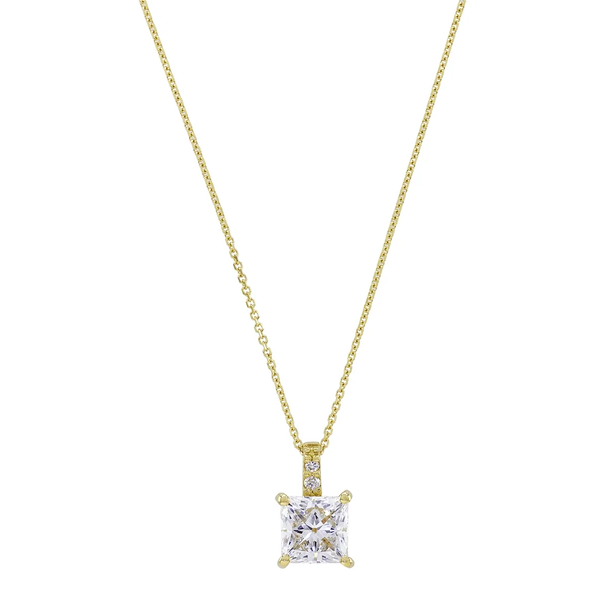 Gargantilla en oro amarillo de 18 Kilates, Uñas+decoración, con diamante laboratorio central de 1.25 Ct y decoración en diamante de laboratorio de 0.02 Ct, 42 cm. de largo, 0.50 mm. de ancho