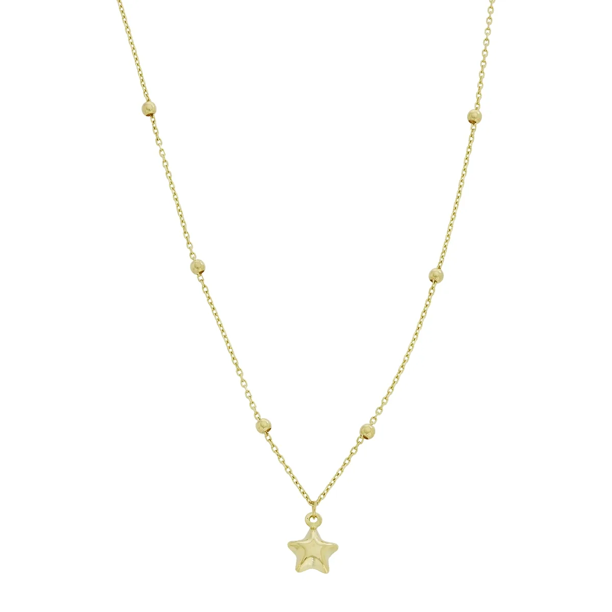 Gargantilla en oro amarillo de 18 Kilates, Estrella, 42 cm. de largo, 0.50 mm. de ancho
