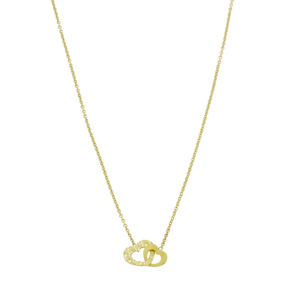 Gargantilla en oro amarillo de 18 Kilates con visos, Corazón, 42 cm. de largo, 1 mm. de ancho