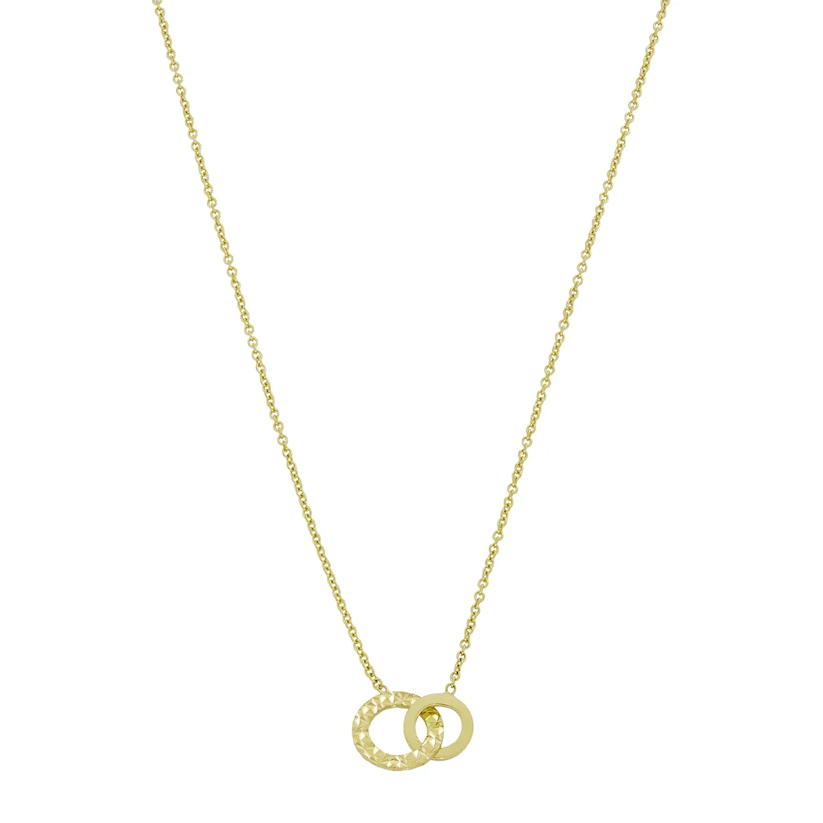 Gargantilla en oro amarillo de 18 Kilates con visos, Figuras geométricas, 42 cm. de largo, 0.50 mm. de ancho