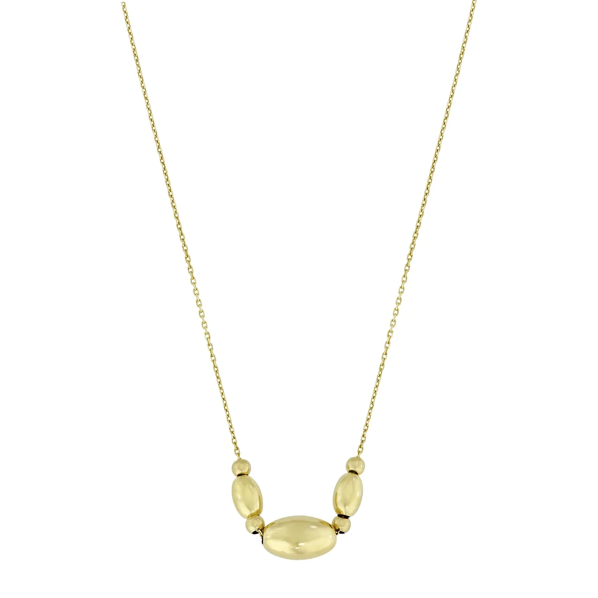 Gargantilla en oro amarillo de 18 Kilates, Figuras geométricas, 42 cm. de largo, 0.50 mm. de ancho