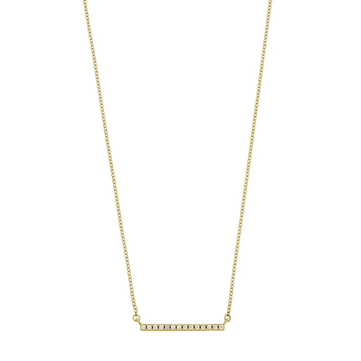 Gargantilla en oro amarillo de 18 Kilates, Barra, con zircones, 40 cm. de largo, 1 mm. de ancho