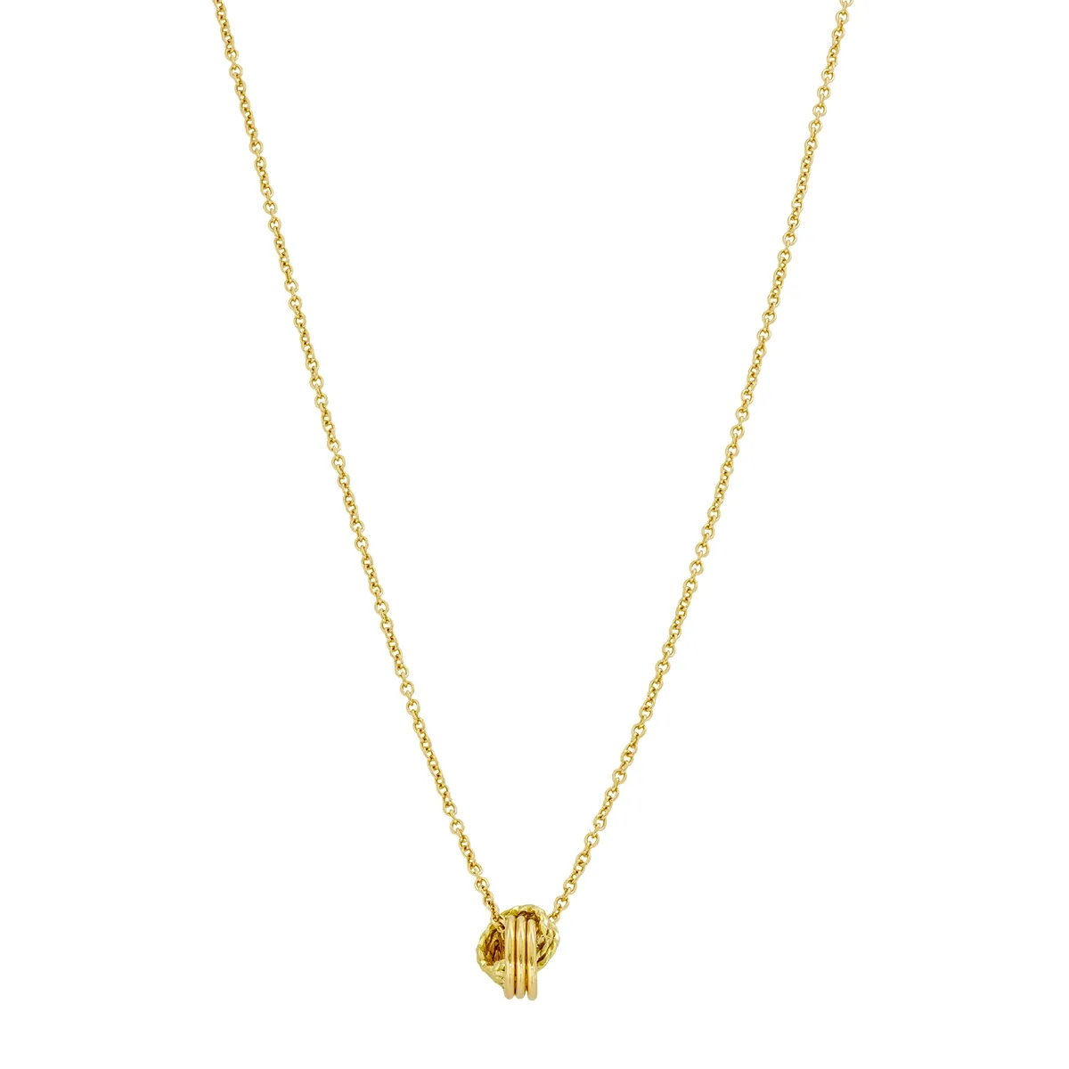Gargantilla en oro amarillo de 18 Kilates con visos, Figuras geométricas, 42 cm. de largo, 0.50 mm. de ancho