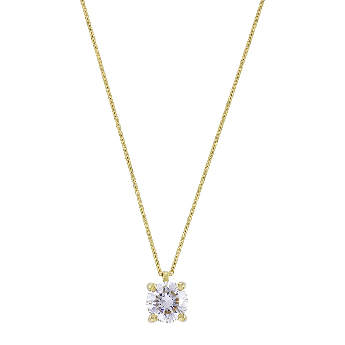 Gargantilla en oro amarillo de 18 Kilates, Uñas, con diamante laboratorio central de 1.00 Ct, 42 cm. de largo, 0.50 mm. de ancho