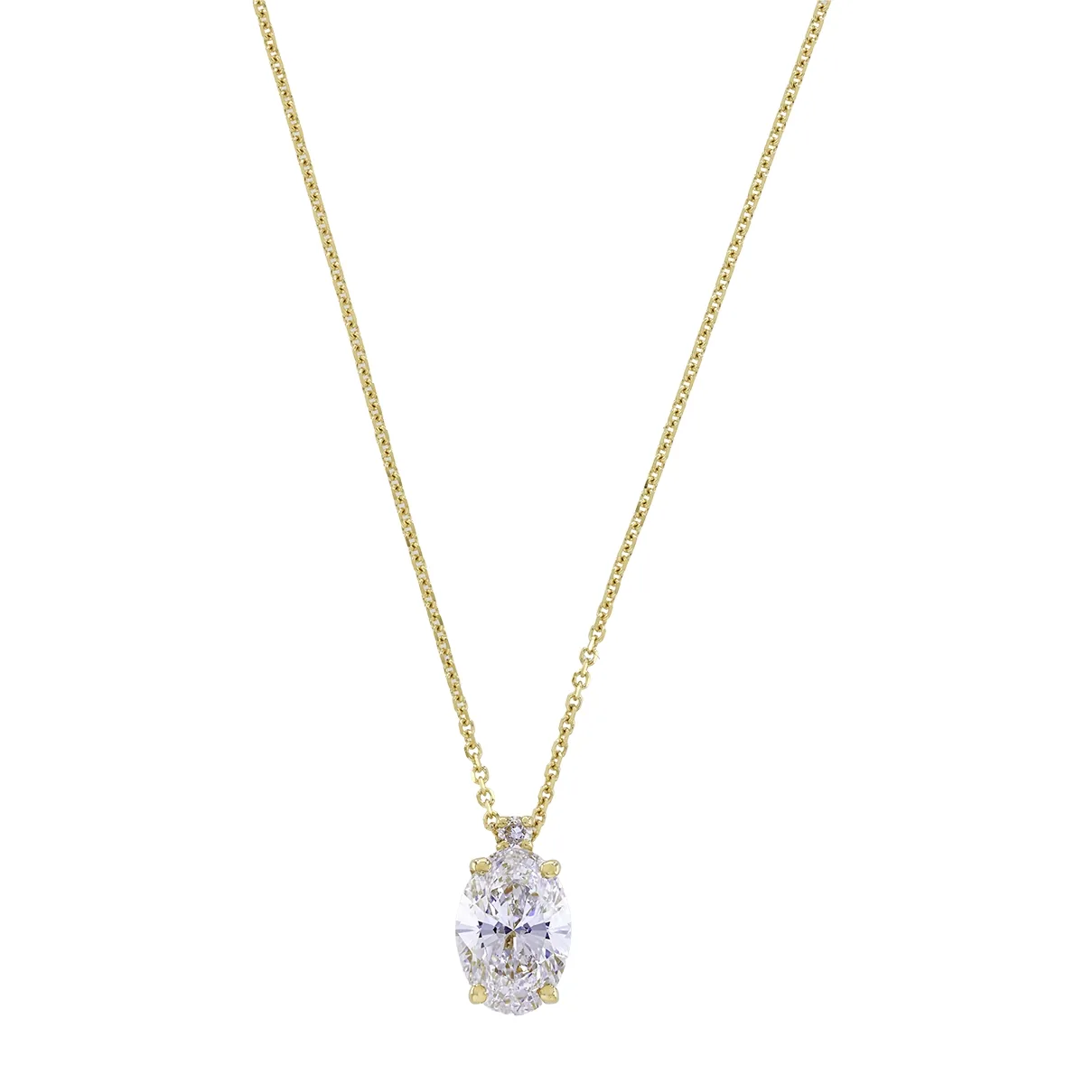 Gargantilla en oro amarillo de 18 Kilates, Uñas+decoración, con diamante laboratorio central de 1.00 Ct y decoración en diamante laboratorio de 0.02 Ct, 42 cm. de largo, 0.50 mm. de ancho