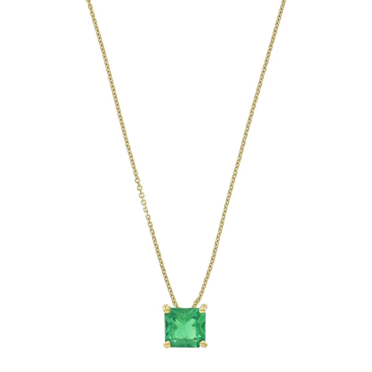Gargantilla en oro amarillo de 18 Kilates, Uñas, con esmeralda laboratorio central de 0.80 Ct, 42 cm. de largo, 0.50 mm. de ancho