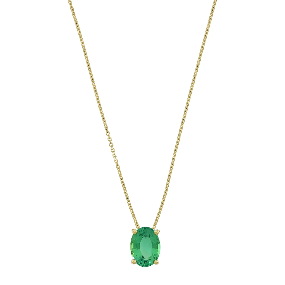 Gargantilla en oro amarillo de 18 Kilates, Uñas, con esmeralda laboratorio central de 1.10 Ct, 42 cm. de largo, 0.50 mm. de ancho