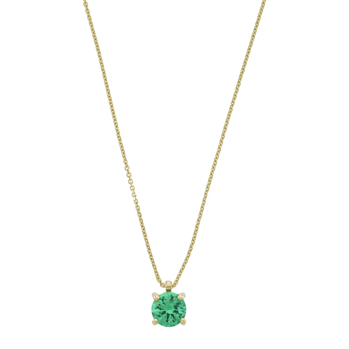 Gargantilla en oro amarillo de 18 Kilates, Uñas, con esmeralda laboratorio central de 0.60 Ct, 42 cm. de largo, 0.50 mm. de ancho