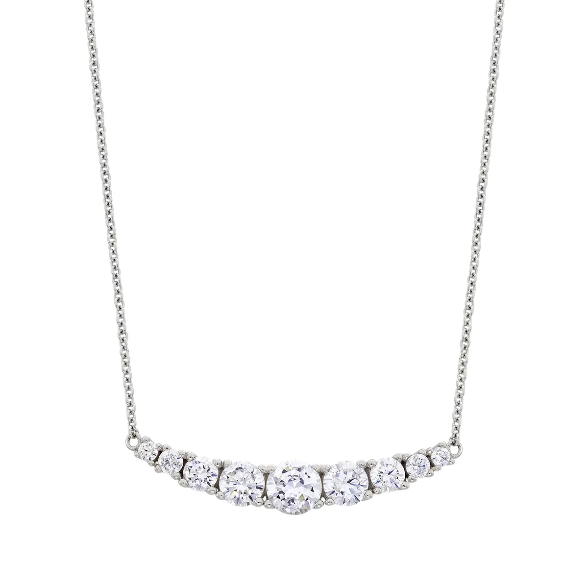 Gargantilla en oro blanco de 18 Kilates, Barra, con zircones, 40 cm. de largo, 1 mm. de ancho