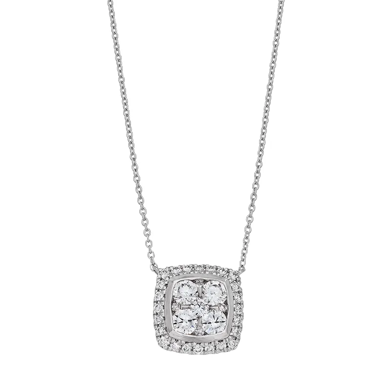 Gargantilla en oro blanco de 18 Kilates, Uñas+decoración, con diamantes de 0.46 Ct, 42 cm. de largo, 0.50 mm. de ancho