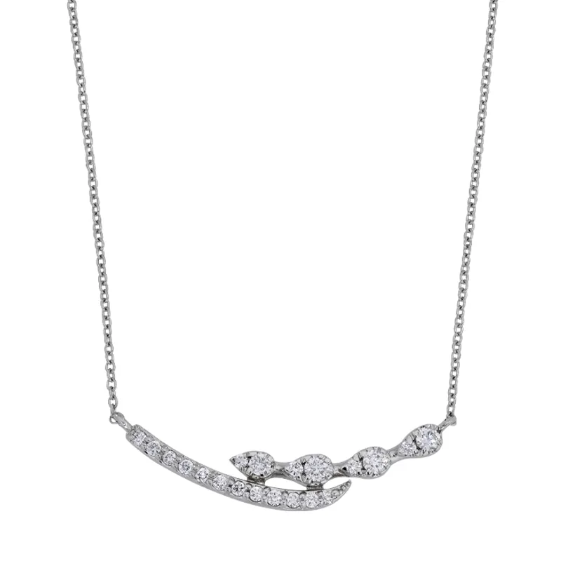 Gargantilla en oro blanco de 18 Kilates, Barra, con diamantes de 0.13 Ct, 42 cm. de largo, 0.50 mm. de ancho