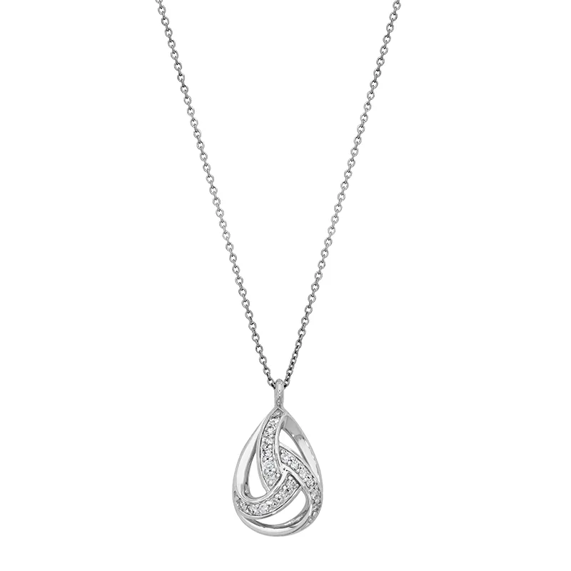 Gargantilla en oro blanco de 18 Kilates, Lágrima, con diamantes de 0.09 Ct, 42 cm. de largo, 0.50 mm. de ancho