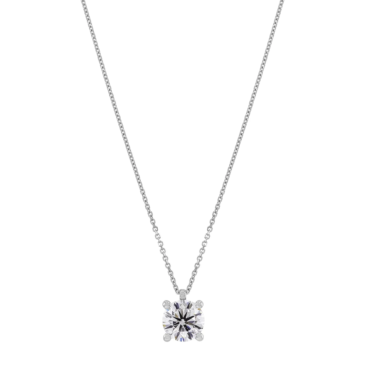 Gargantilla en oro blanco de 18 Kilates, Uñas, con diamante laboratorio central de 1.00 Ct, 42 cm. de largo, 0.50 mm. de ancho