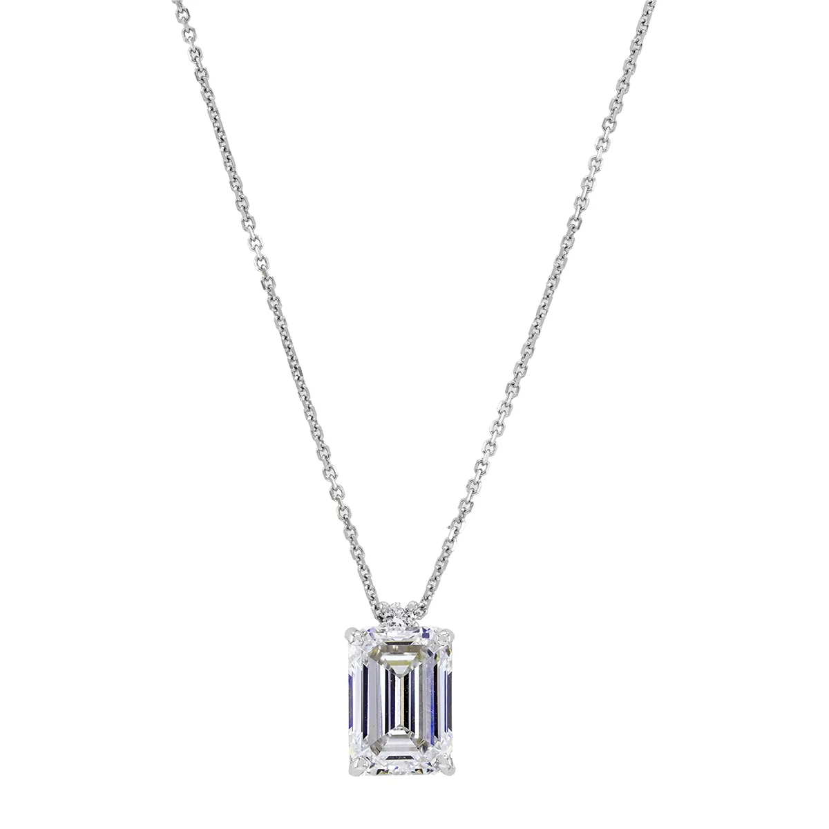 Gargantilla en oro blanco de 18 Kilates, Uñas+decoración, con diamante laboratorio central de 2.00 Ct y decoración en diamante laboratorio de 0.02 Ct, 42 cm. de largo, 0.50 mm. de ancho