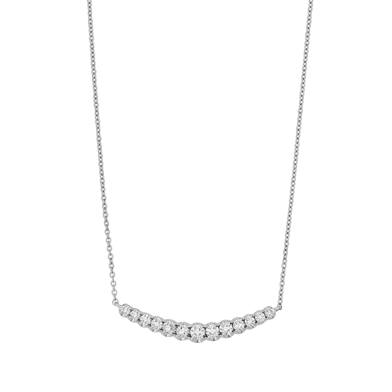 Gargantilla en oro blanco de 18 Kilates, Barra, con diamantes de 0.20 Ct, 42 cm. de largo, 0.50 mm. de ancho