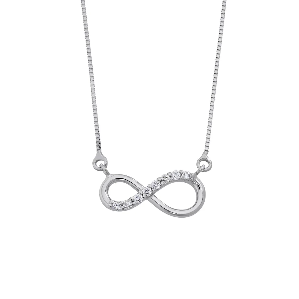 Gargantilla en oro blanco de 18 Kilates, con zircones, 42 cm. de largo, 0.50 mm. de ancho