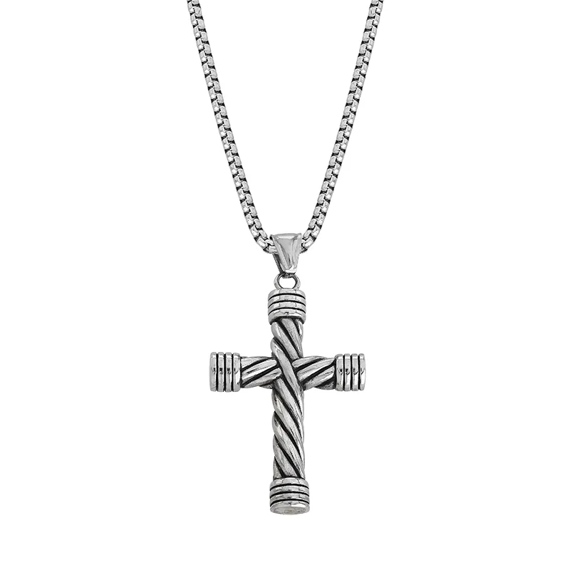 Gargantilla en acero, Cruz, 60 cm. de largo, 2.50 mm. de ancho, de la coleccion Forza