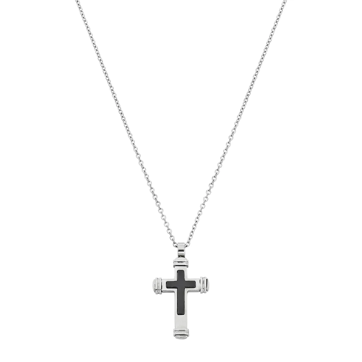 Gargantilla en acero, Cruz, 47 cm. de largo, 0.50 mm. de ancho, de la coleccion Forza