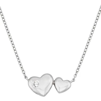 Gargantilla de corazones en plata Ley 925, con zircon central - Colección Sueños